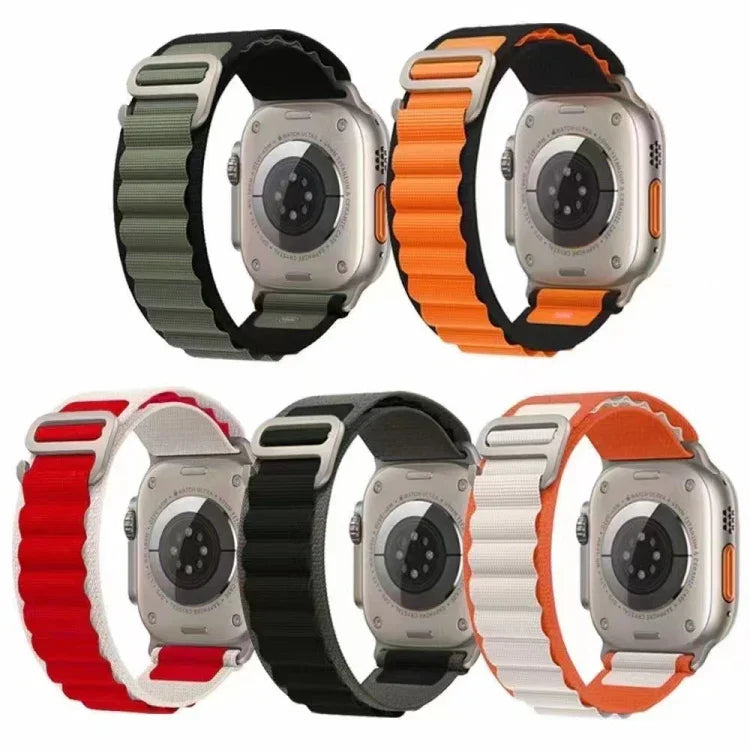 Dây đồng hồ nylon hai màu thoáng khí cho Apple Watch, Ultra 49mm / Series 8&7 45mm / SE 2&6&SE&5&4 44mm / 3&2&1 42mm, Series 8&7 41mm / SE 2&6&SE&5&4 40mm / 3&2&1 38mm