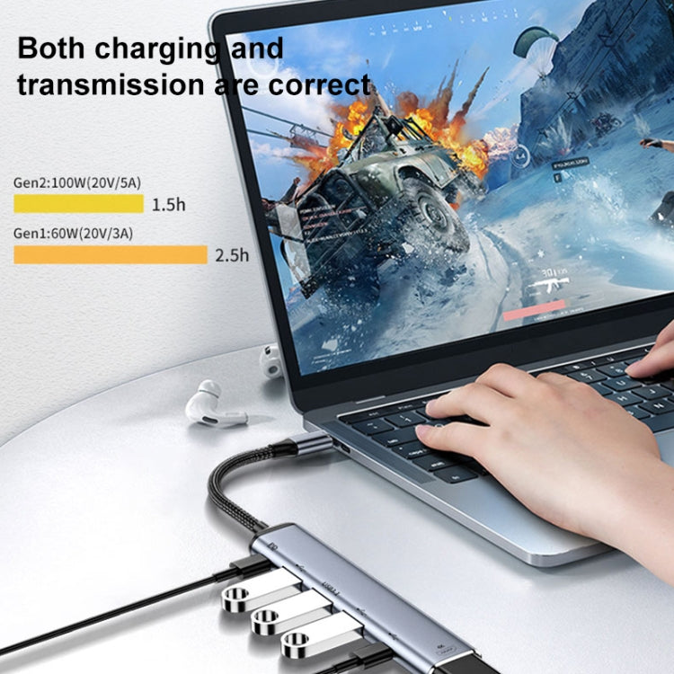 Bộ chuyển đổi đa năng 6 trong 1 USB-C/Type-C sang HDMI+USB 3.1+USB 2.0 đôi+USB-C đôi Y004, Y004