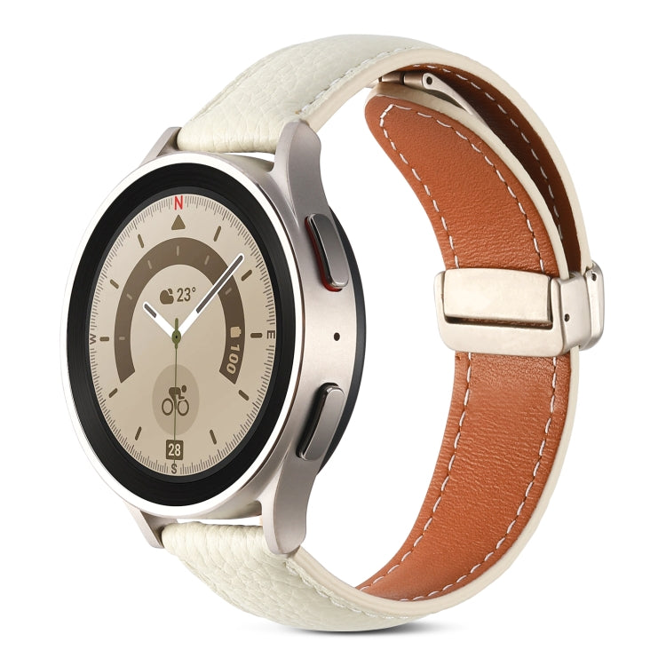 Dây đồng hồ da thật khóa gập, dành cho Samsung Galaxy Watch 5