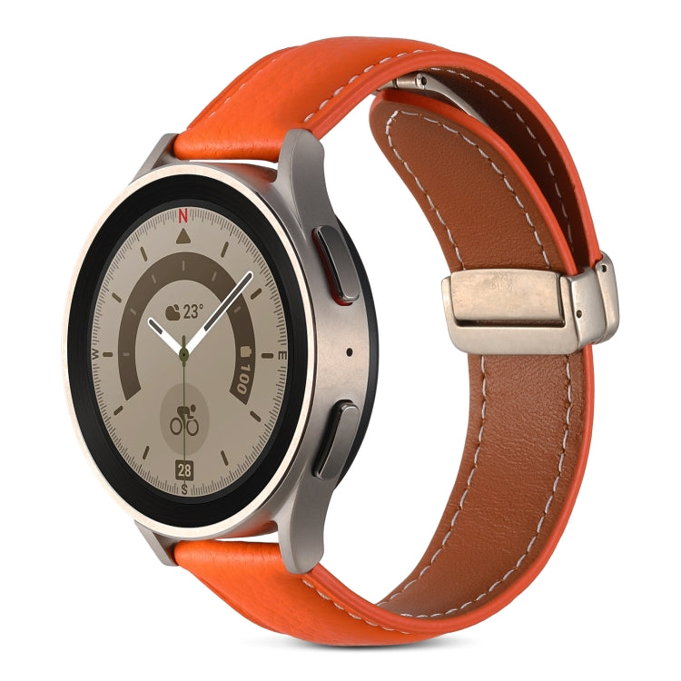 Dây đồng hồ da thật khóa gập, dành cho Samsung Galaxy Watch 5