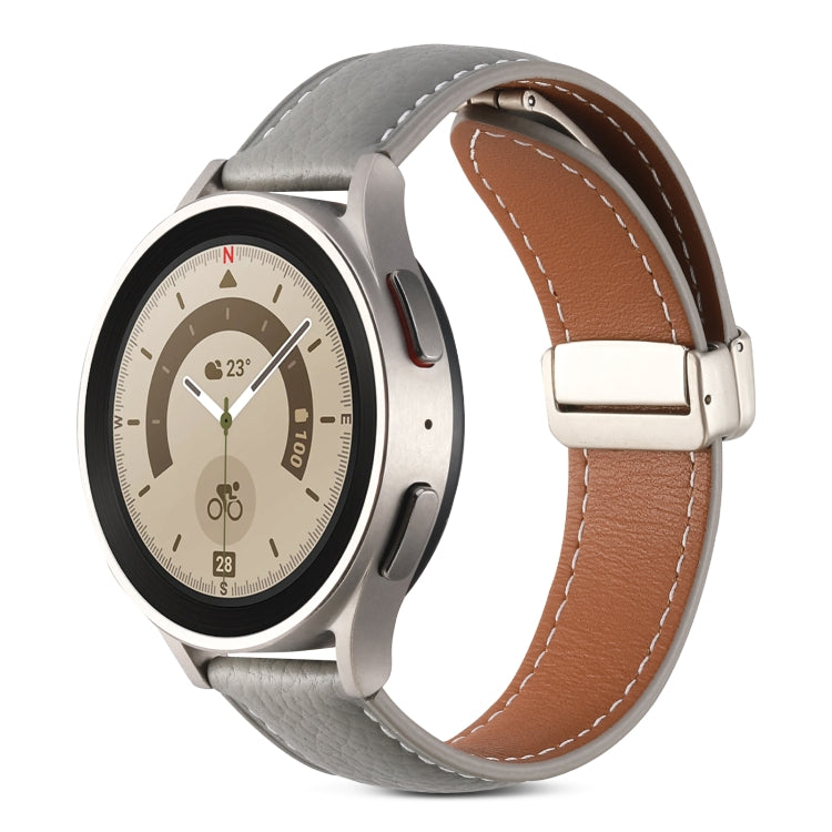 Dây đồng hồ da thật khóa gập, dành cho Samsung Galaxy Watch 5