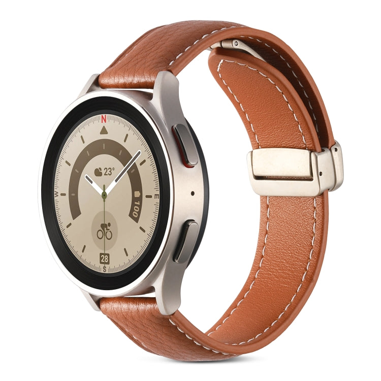 Dây đồng hồ da thật khóa gập, dành cho Samsung Galaxy Watch 5