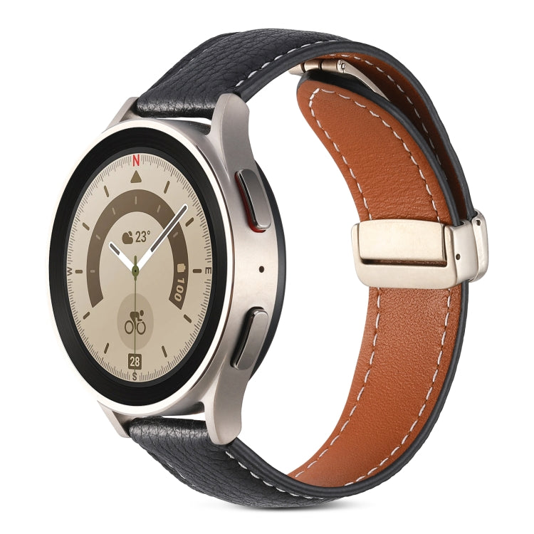 Dây đồng hồ da thật khóa gập, dành cho Samsung Galaxy Watch 5
