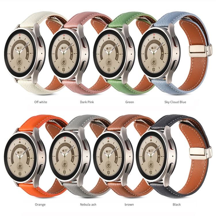 Dây đồng hồ da thật khóa gập, dành cho Samsung Galaxy Watch 5