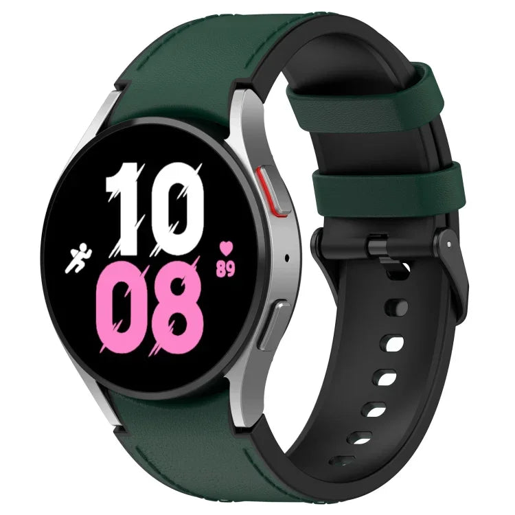 Dây đồng hồ silicone da khóa đen cho Samsung Galaxy Watch5 44mm / 40mm, S, L