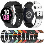 Dây đồng hồ silicone da khóa đen cho Samsung Galaxy Watch5 44mm / 40mm, S, L