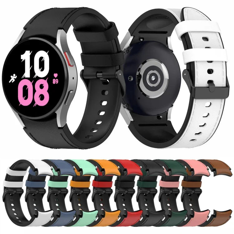 Dây đồng hồ silicone da khóa đen cho Samsung Galaxy Watch5 44mm / 40mm, S, L