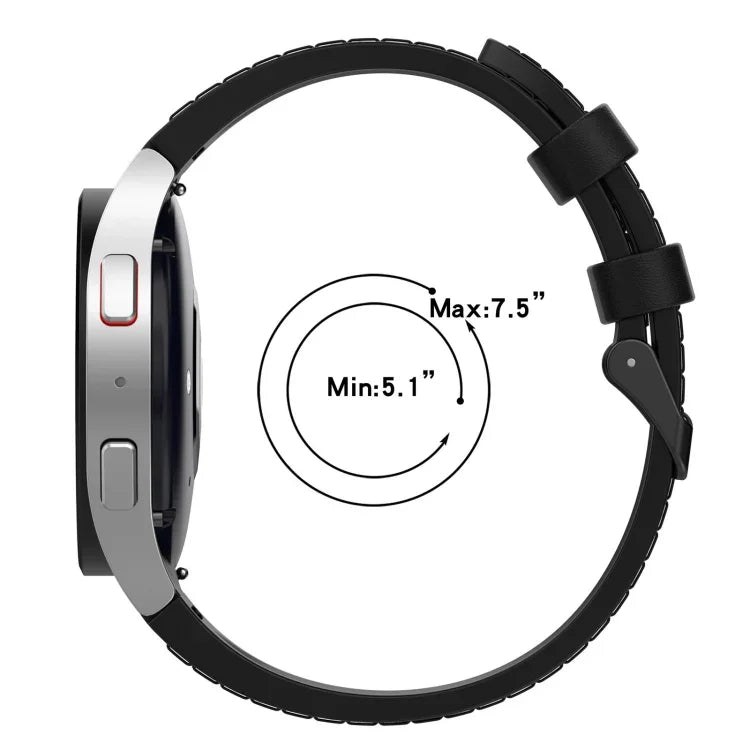 Dây đồng hồ silicone da khóa đen cho Samsung Galaxy Watch5 44mm / 40mm, S, L