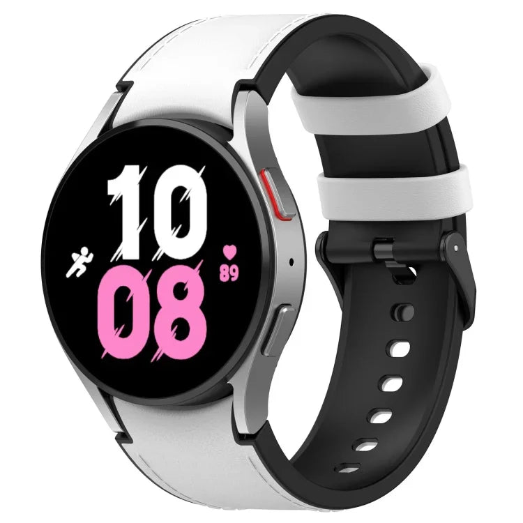 Dây đồng hồ silicone da khóa đen cho Samsung Galaxy Watch5 44mm / 40mm, S, L