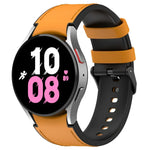 Dây đồng hồ silicone da khóa đen cho Samsung Galaxy Watch5 44mm / 40mm, S, L