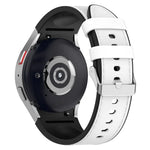 Dây đồng hồ silicone da khóa bạc cho Samsung Galaxy Watch5 44mm / 40mm, S, L