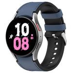 Dây đồng hồ silicone da khóa bạc cho Samsung Galaxy Watch5 44mm / 40mm, S, L