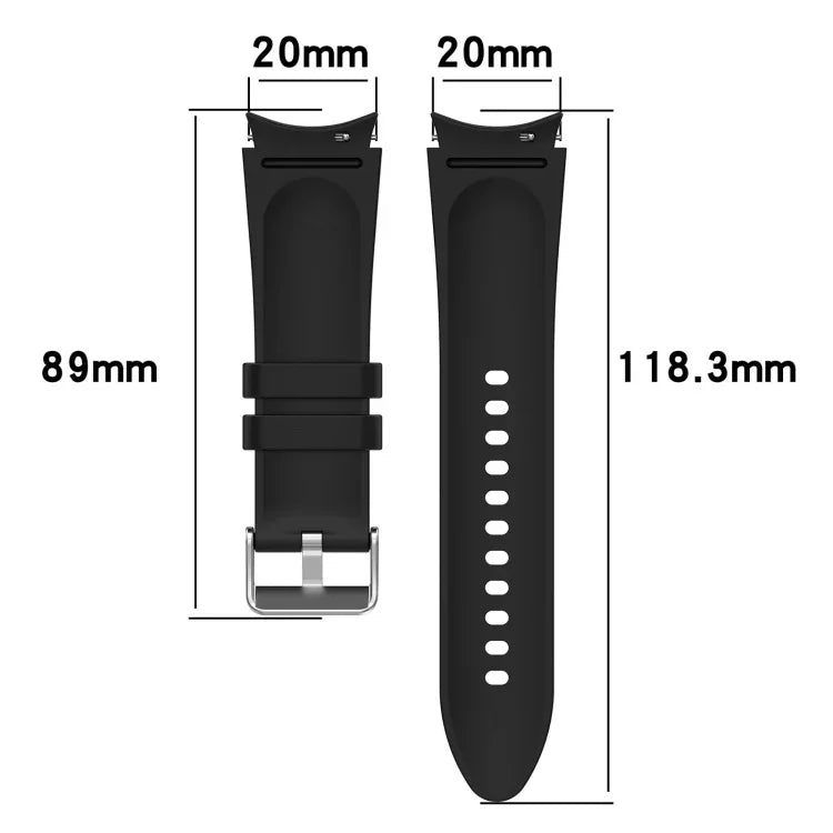 Dây đồng hồ silicone da khóa bạc cho Samsung Galaxy Watch5 44mm / 40mm, S, L