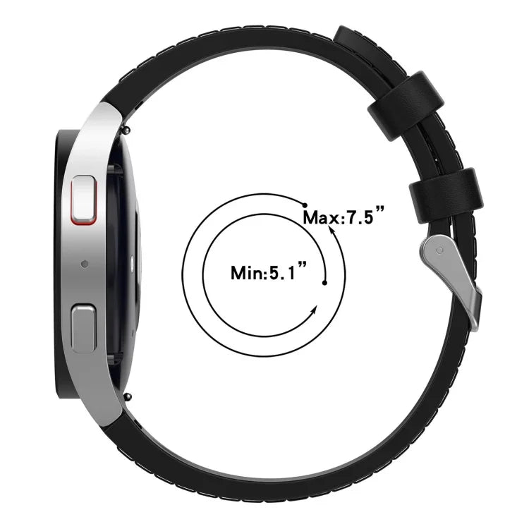 Dây đồng hồ silicone da khóa bạc cho Samsung Galaxy Watch5 44mm / 40mm, S, L