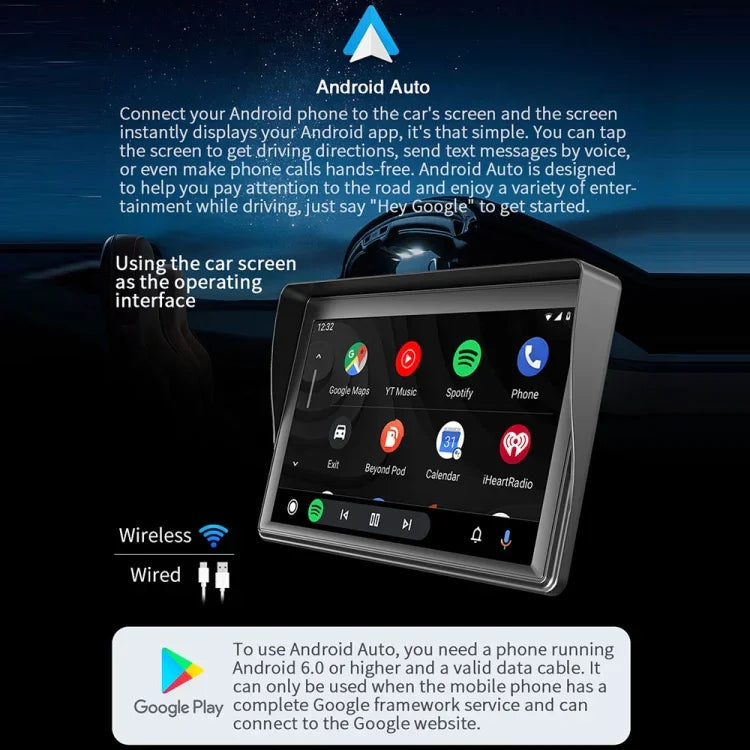 Máy nghe nhạc đa phương tiện CarPlay không dây 7 inch, màn hình cảm ứng IPS 1080P, radio MP5, Bluetooth, màn hình B600W