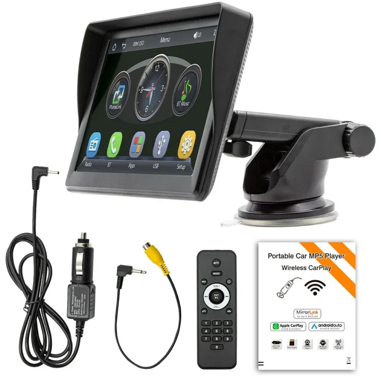 Máy nghe nhạc đa phương tiện CarPlay không dây 7 inch, màn hình cảm ứng IPS 1080P, radio MP5, Bluetooth, màn hình B600W