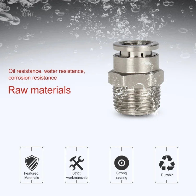 Đầu nối nhanh khí nén thẳng ren đực bằng đồng mạ niken LAIZE, PC4-01, PC4-02, PC4-M5, PC6-01, PC6-02, PC6-03, PC6-04, PC6-M5, PC8-01, PC8-02, PC8-03, PC8-04, PC10-01, PC10-02, PC10-03, PC10-04, PC12-01, PC12-02, PC12-03, PC12-04, PC14-02