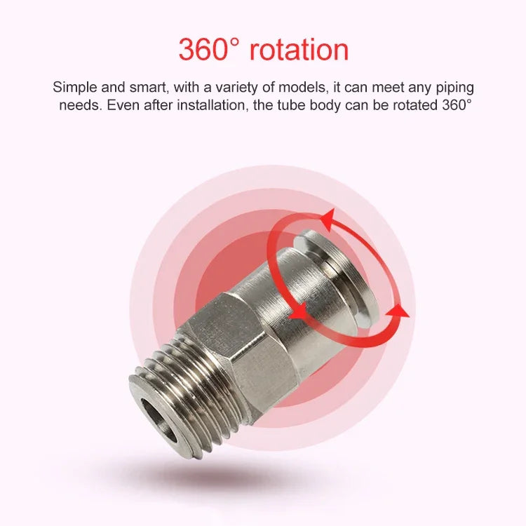 Đầu nối nhanh khí nén thẳng ren đực bằng đồng mạ niken LAIZE, PC4-01, PC4-02, PC4-M5, PC6-01, PC6-02, PC6-03, PC6-04, PC6-M5, PC8-01, PC8-02, PC8-03, PC8-04, PC10-01, PC10-02, PC10-03, PC10-04, PC12-01, PC12-02, PC12-03, PC12-04, PC14-02