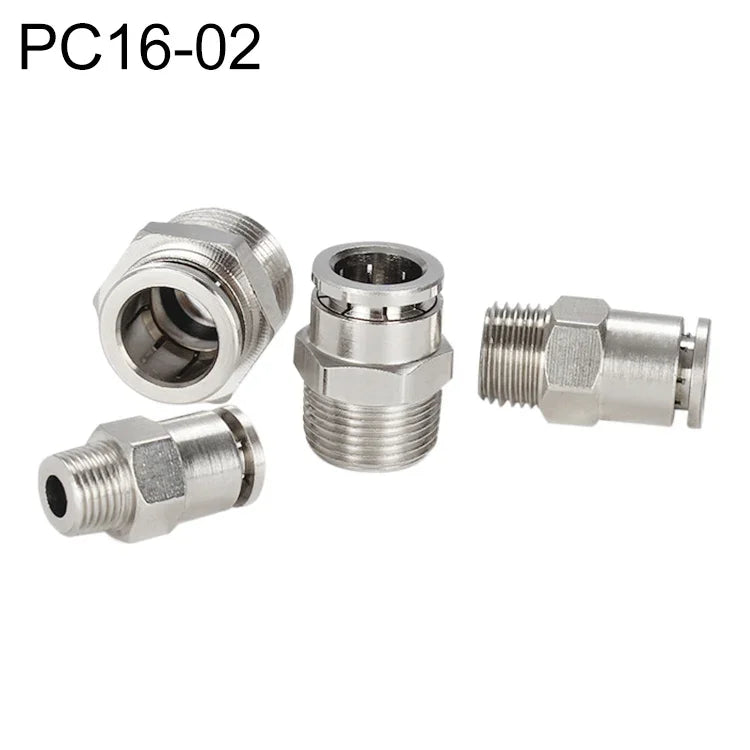 Đầu nối nhanh khí nén thẳng ren đực bằng đồng mạ niken LAIZE, PC4-01, PC4-02, PC4-M5, PC6-01, PC6-02, PC6-03, PC6-04, PC6-M5, PC8-01, PC8-02, PC8-03, PC8-04, PC10-01, PC10-02, PC10-03, PC10-04, PC12-01, PC12-02, PC12-03, PC12-04, PC14-02