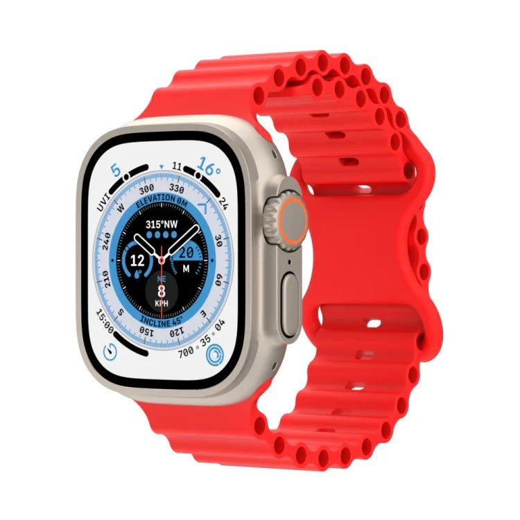 Dây đồng hồ silicone phong cách đại dương, Dành cho Apple Watch Ultra 49mm / Series 8&7 45mm / SE 2&6&SE&5&4 44mm / 3&2&1 42mm, Dành cho Apple Watch Series 8&7 41mm / SE 2&6&SE&5&4 40mm / 3&2&1 38mm