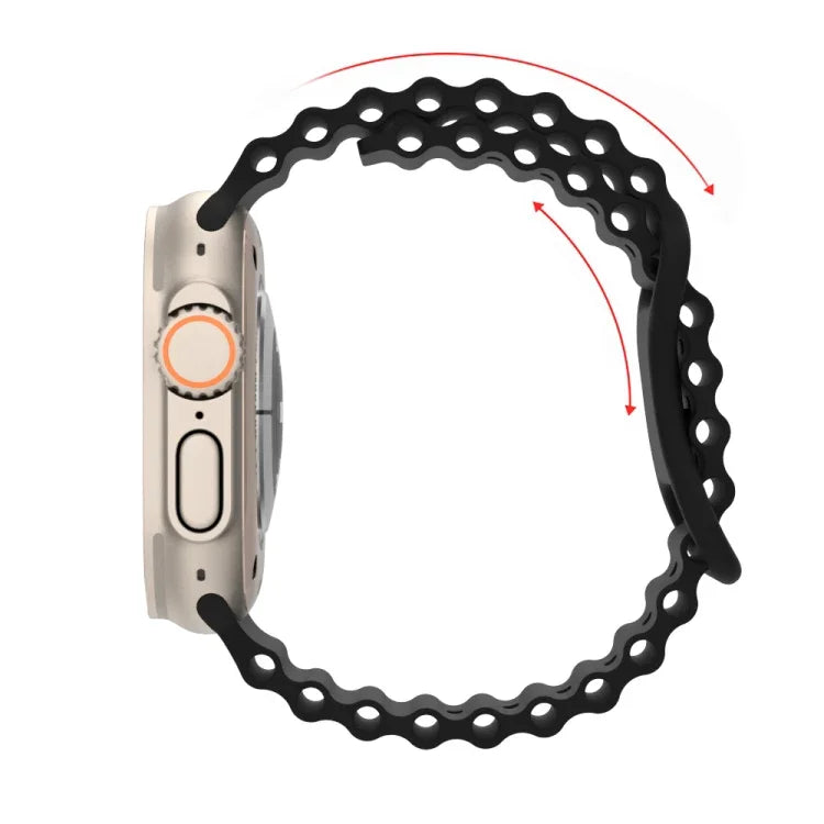 Dây đồng hồ silicone phong cách đại dương, Dành cho Apple Watch Ultra 49mm / Series 8&7 45mm / SE 2&6&SE&5&4 44mm / 3&2&1 42mm, Dành cho Apple Watch Series 8&7 41mm / SE 2&6&SE&5&4 40mm / 3&2&1 38mm