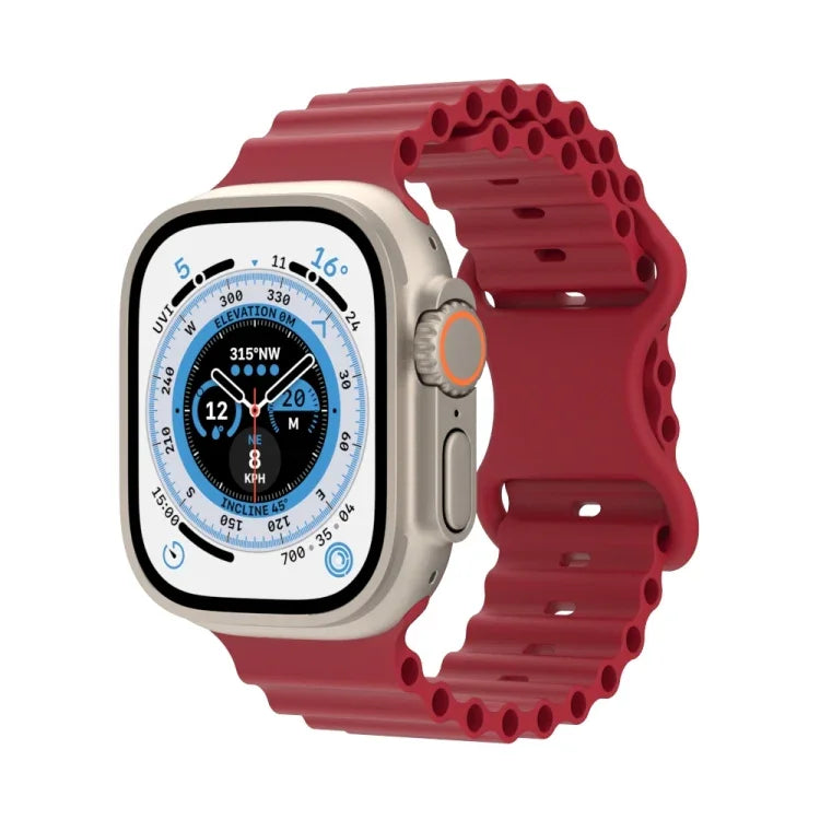 Dây đồng hồ silicone phong cách đại dương, Dành cho Apple Watch Ultra 49mm / Series 8&7 45mm / SE 2&6&SE&5&4 44mm / 3&2&1 42mm, Dành cho Apple Watch Series 8&7 41mm / SE 2&6&SE&5&4 40mm / 3&2&1 38mm