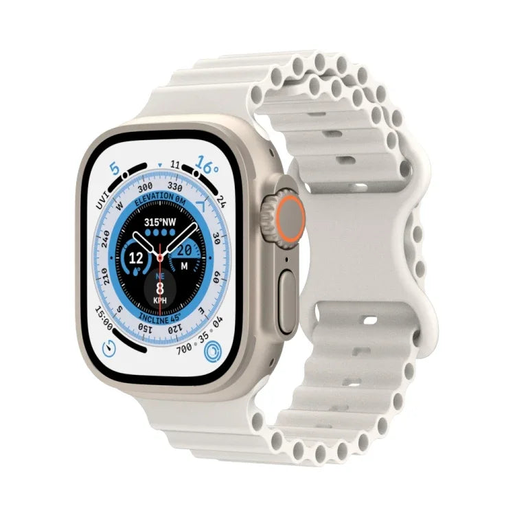 Dây đồng hồ silicone phong cách đại dương, Dành cho Apple Watch Ultra 49mm / Series 8&7 45mm / SE 2&6&SE&5&4 44mm / 3&2&1 42mm, Dành cho Apple Watch Series 8&7 41mm / SE 2&6&SE&5&4 40mm / 3&2&1 38mm