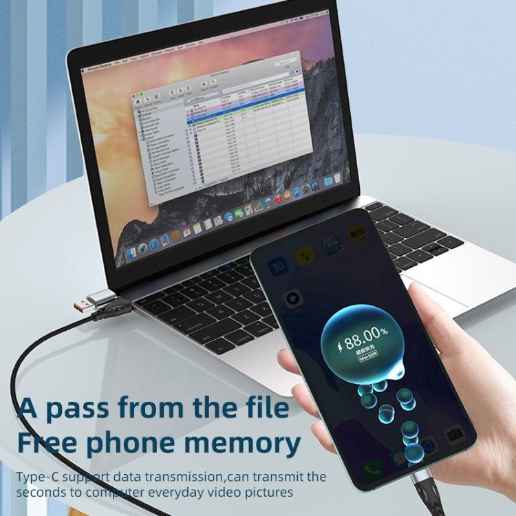 Cáp dữ liệu sạc nhanh tương thích đầy đủ ADC-008 66W USB sang USB-C/Type-C + 8 Pin + Micro USB 3 trong 1, 1.2m, 2m
