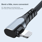 ADC-009 20W USB-C/Type-C to 8 Pin Double Elbow Data Cable, 0.4m, 1m, 2m
