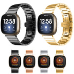 Universal Butterfly Buckle Metal Watch Band, For Fitbit Versa 3 / Sense, For Fitbit Versa 4 / Sense 2
