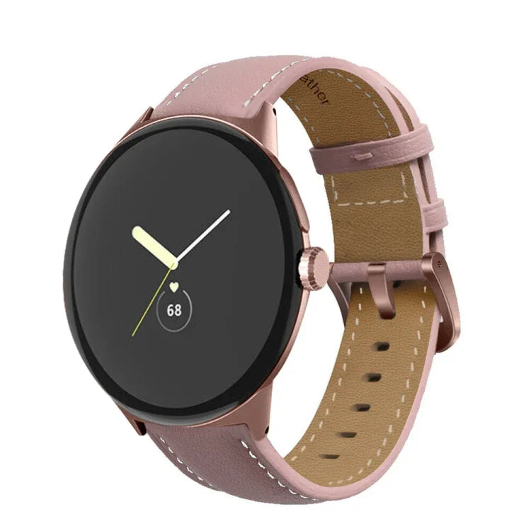 Dây đồng hồ da thật khâu đuôi nhọn, dành cho Google Pixel Watch 4 / 3 / 2 / 1 41mm