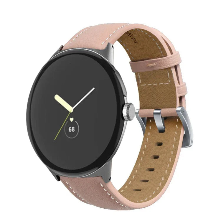 Dây đồng hồ da thật khâu đuôi nhọn, dành cho Google Pixel Watch 4 / 3 / 2 / 1 41mm