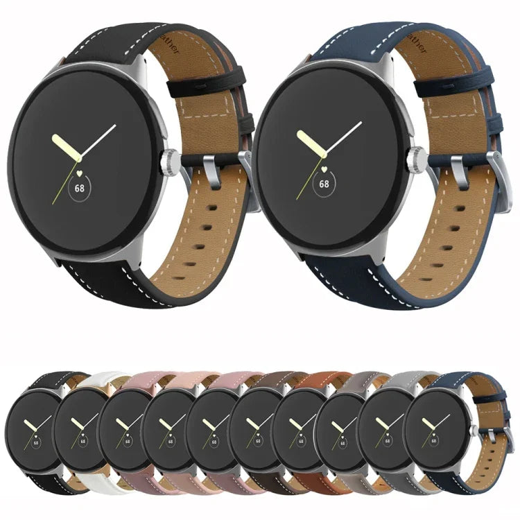 Dây đồng hồ da thật khâu đuôi nhọn, dành cho Google Pixel Watch 4 / 3 / 2 / 1 41mm