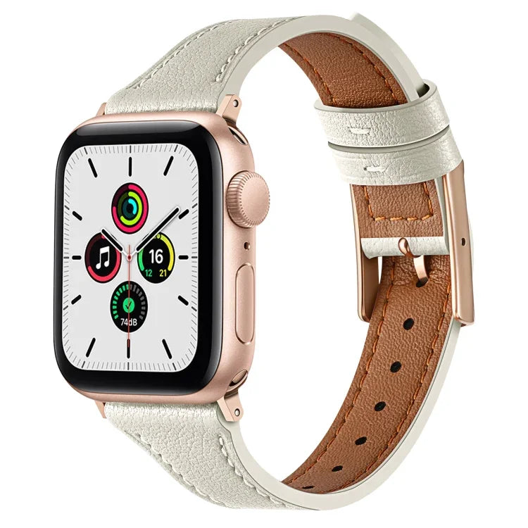 Genuine Leather Breathable Watch Band For Apple Watch, Series 8&7 45mm / SE 2&6&SE&5&4 44mm / 3&2&1 42mm, Series 8&7 41mm / SE 2&6&SE&5&4 40mm / 3&2&1 38mm