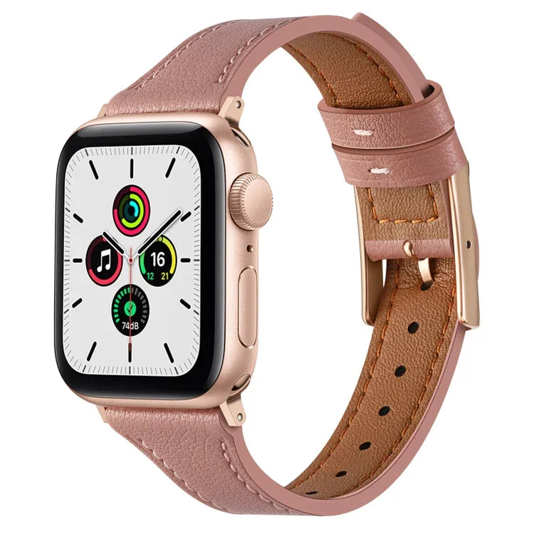 Genuine Leather Breathable Watch Band For Apple Watch, Series 8&7 45mm / SE 2&6&SE&5&4 44mm / 3&2&1 42mm, Series 8&7 41mm / SE 2&6&SE&5&4 40mm / 3&2&1 38mm