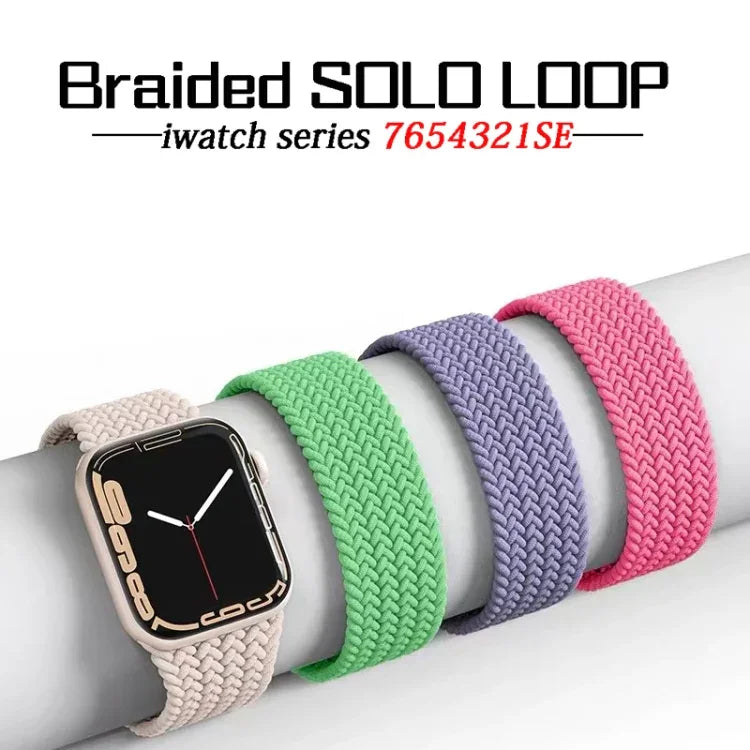 Dây đồng hồ nylon bện một vòng cho Apple Watch Series 8&7 41mm / SE 2&6&SE&5&4 40mm / 3&2&1 38mm, Dành cho Apple Watch Series 8&7 41mm,155mm, Dành cho Apple Watch Series 8&7 41mm, 155mm