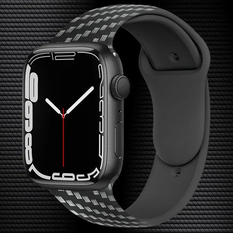 Dây đeo silicone sợi carbon, Dành cho Apple Watch Ultra 49mm / Series 8&7 45mm / SE 2&6&SE&5&4 44mm / 3&2&1 42mm, Dành cho Apple Watch Series 8&7 41mm / SE&SE&5&4 40mm / 3&2&1 38mm