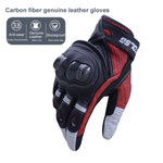 Một đôi găng tay da thật đi xe máy với khớp ngón tay cứng sợi carbon cảm ứng màn hình, XL, XXL