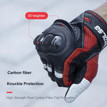 Một đôi găng tay da thật đi xe máy với khớp ngón tay cứng sợi carbon cảm ứng màn hình, XL, XXL