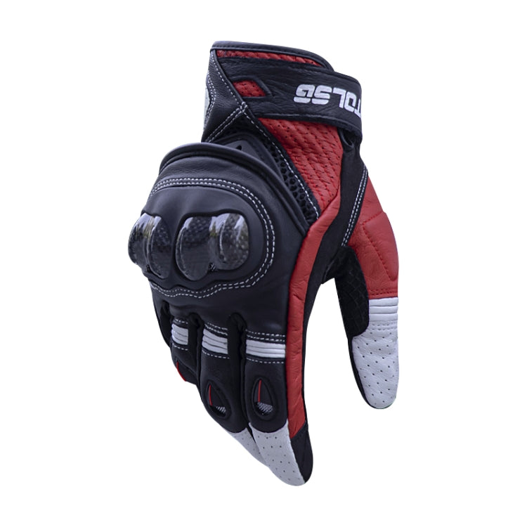 Một đôi găng tay da thật đi xe máy với khớp ngón tay cứng sợi carbon cảm ứng màn hình, XL, XXL