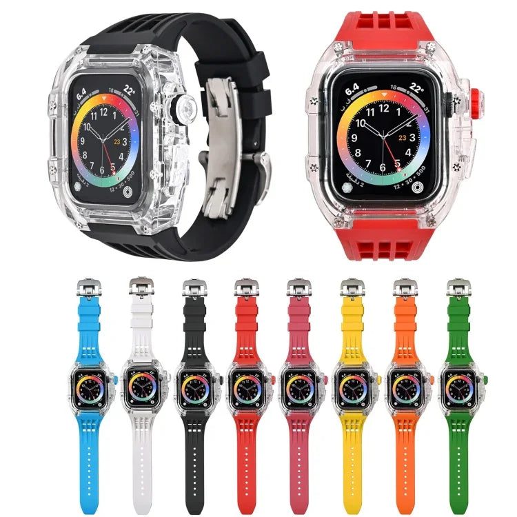Dây đồng hồ ốp trong suốt cao su flo, Dành cho Apple Watch Series 8&7 45mm, Dành cho Apple Watch Series 8&7 45mm/SE 2&6&SE&5&4 44mm