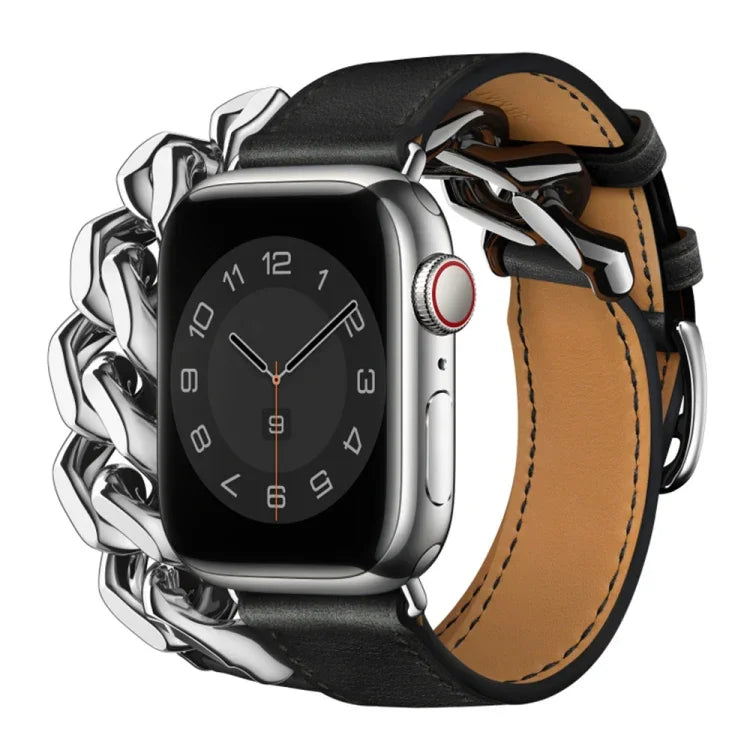 Dây đồng hồ thép không gỉ da thật vòng đôi, Dành cho Apple Watch Ultra 49mm / Series 8&7 45mm, Dành cho Apple Watch Series 8&7 41mm