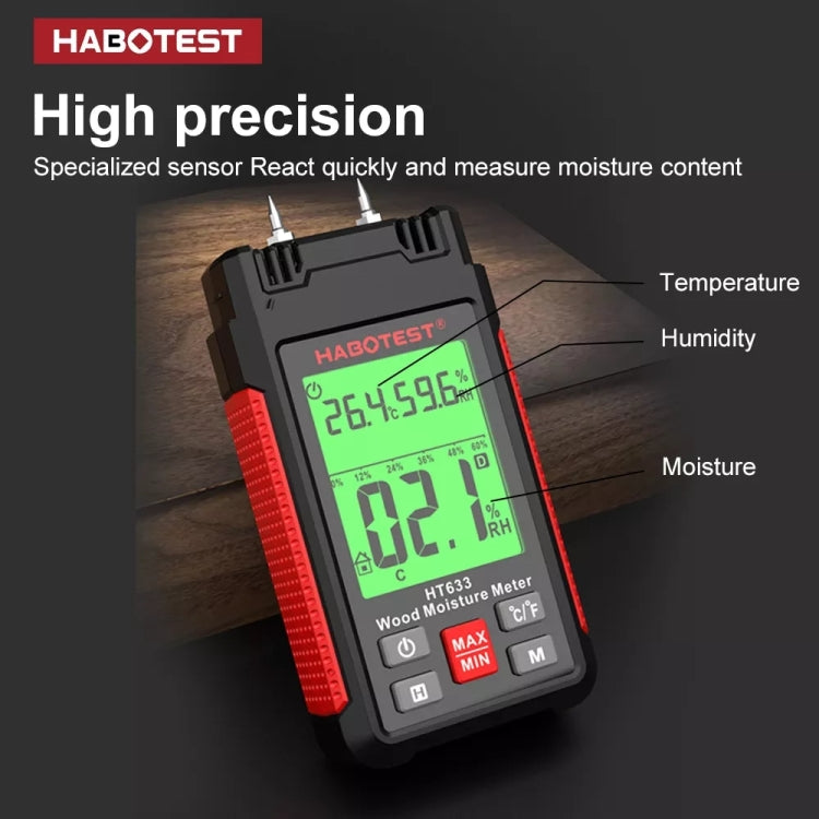 Máy đo độ ẩm gỗ kỹ thuật số đa chức năng cầm tay HABOTEST HT633, HT633