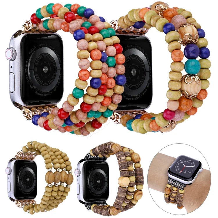 Dây đồng hồ hạt gỗ, Dành cho Apple Watch Ultra 49mm / Series 8&7 45mm, Dành cho Apple Watch Series 8&7 41mm