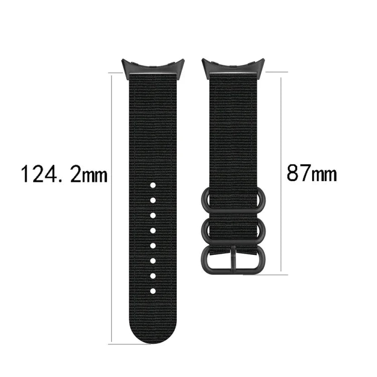 Dây đồng hồ nylon khóa đen ba vòng, dành cho Google Pixel Watch 4 / 3 / 2 / 1 41mm