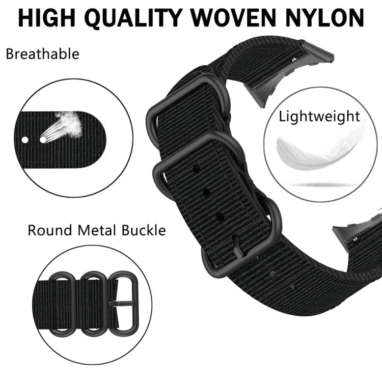 Dây đồng hồ nylon khóa đen ba vòng, dành cho Google Pixel Watch 4 / 3 / 2 / 1 41mm