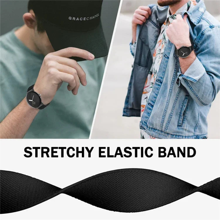 Dây đồng hồ nylon khóa đen ba vòng, dành cho Google Pixel Watch 4 / 3 / 2 / 1 41mm