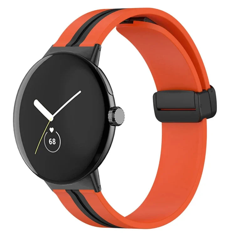 Dây đồng hồ silicone khóa gập hai màu, cho Google Pixel Watch 4 / 3 / 2 / 1 41mm