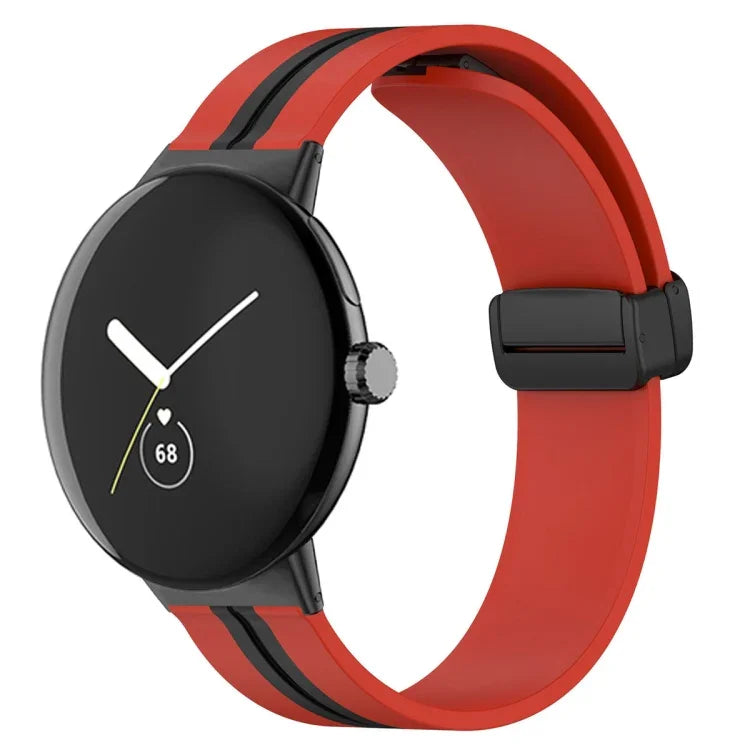 Dây đồng hồ silicone khóa gập hai màu, cho Google Pixel Watch 4 / 3 / 2 / 1 41mm