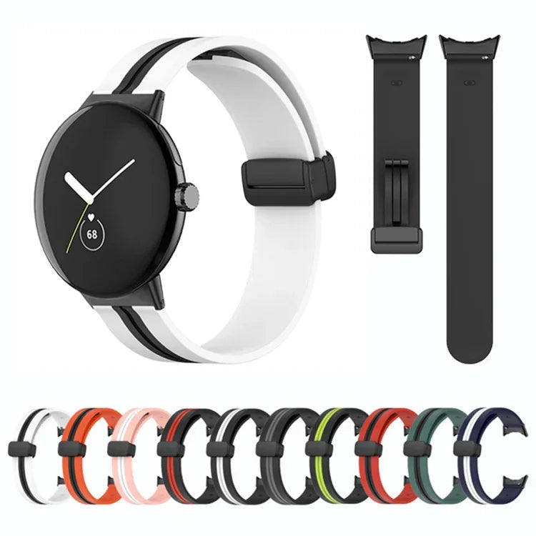Dây đồng hồ silicone khóa gập hai màu, cho Google Pixel Watch 4 / 3 / 2 / 1 41mm